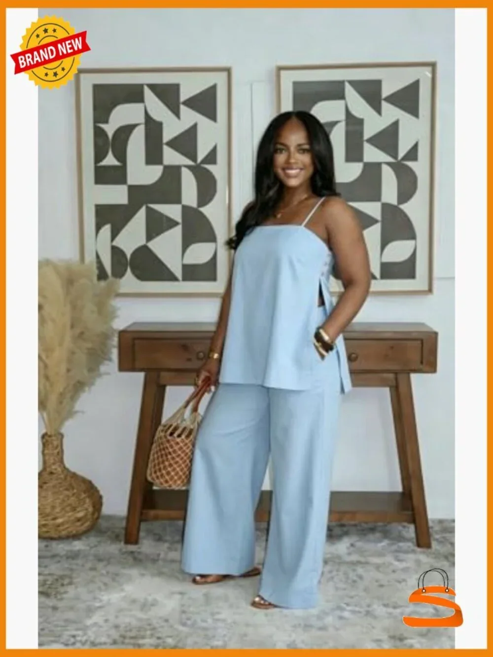 2 Piece Set Sleeveless Tank Top Wide Leg Pants Matching Summer Outfit